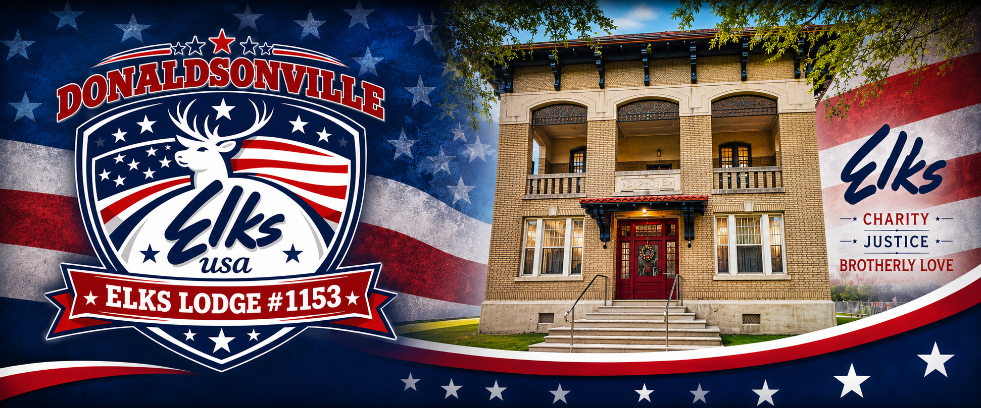 Donaldsonville Elks Lodge patriotic banner